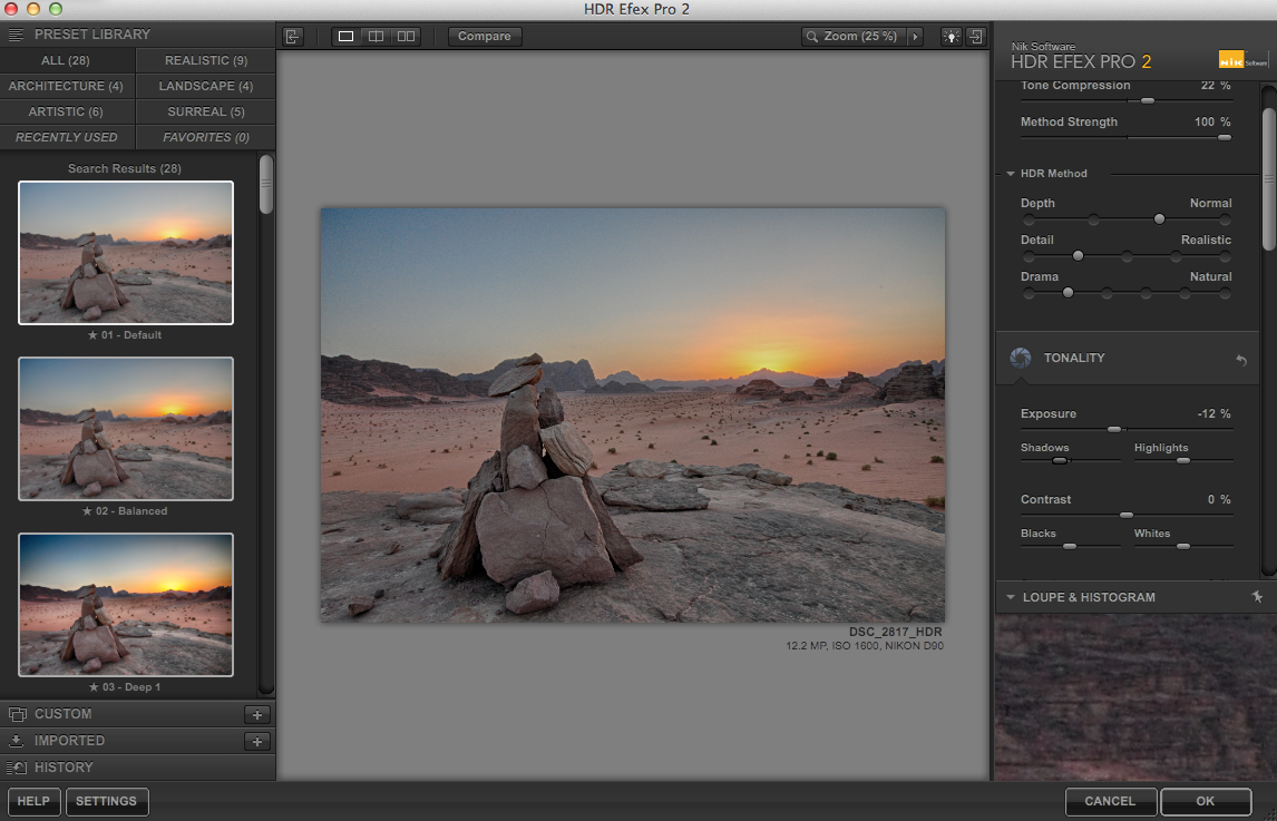 HDR Efex Pro 2 Primary Editing Screen