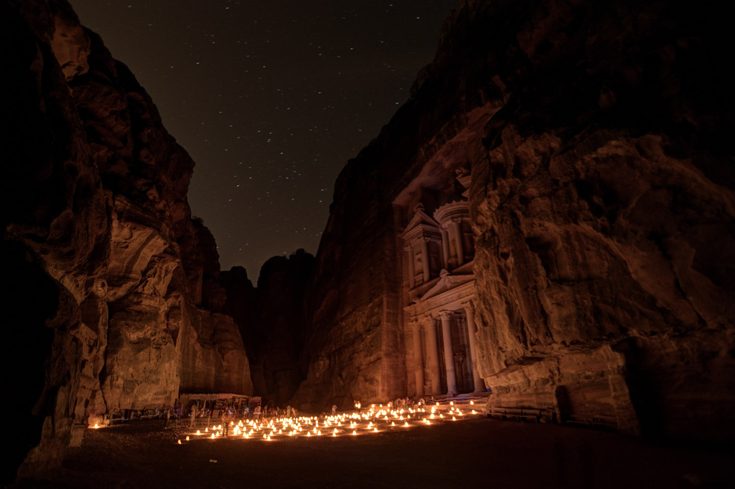 HDR photo of Petra, Jordan by night.